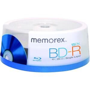 NIP  Memorex Blu-Ray BD-R 4x 25 GB Spindle, 15 Pack Sealed